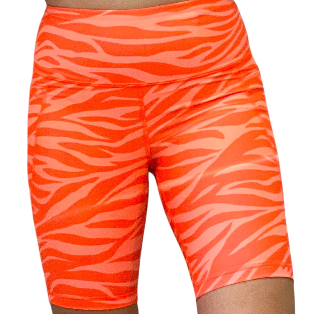 Old Navy Active High-Waisted PowerSoft Side-Pocket Plus-Size Biker Shorts Orange